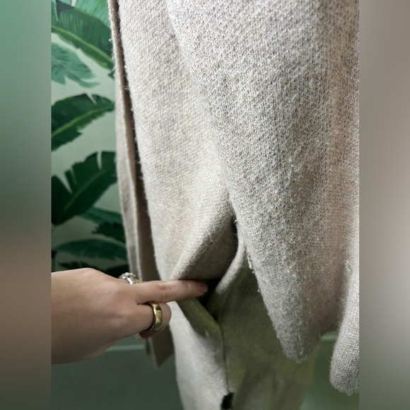 CJLA Womens Cream Sweater Coat Hooded Duster Jacket Small - Picture 6 of 8